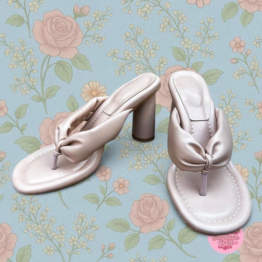 Y2K Puffy Heels | Glam Thong Sandals Blush Nude | Z Code Z Size 7